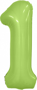 Шар (40''/102см) Цифра, 1 Slim, Фисташка, Сатин, 1 шт. в упак.