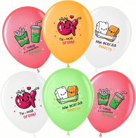 Шар (12''/30см) Няшки Вкусняшки, Ассорти, пастель, 1 ст, 25 шт.