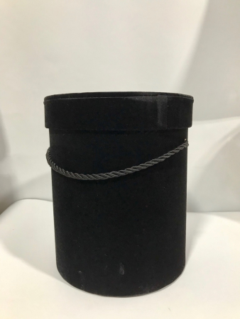 Коробка-цилиндр (19*22см), бархатная, черная, 1 шт.