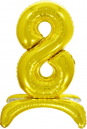 Шар (32''/81 см) Цифра, 8 на подставке, Золото, в упак., 1 шт. 