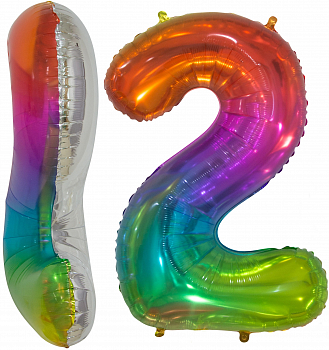 Шар (16''/40см) Мини-цифра, 2, Мармеладный леденец, Градиент, 1 шт.