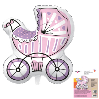 12 Шар (29"/74см) Фигура, Коляска для девочки, 1 шт.
