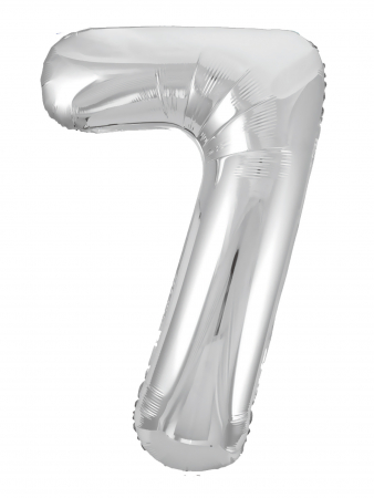 Шар (40"/102см) Цифра "7" Серебро Slim в упаковке, 1 шт.