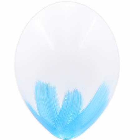 Шар (12"/30см) Браш-мазок, Голубой на белом, 5 шт.
