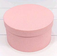 Коробка круглая (17*9см), Розовая, из дизайнерской бумаги, 1 шт.