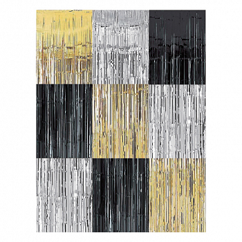 Занавес (120*90 см) "Дождик Микс", Золото/Серебро/Черный, 1 шт.