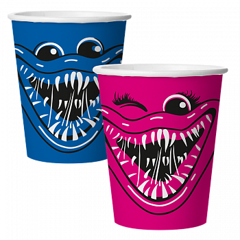Стаканы бумажные (250мл), Зубастики, Синий/Фуше, 6 шт.
