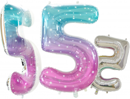 Шар (34''/86см) Цифра, 5 Нежные искры, Розовый, Градиент, 1 шт. в упак.