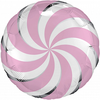 Шар (18''/46 см) Круг, Леденец, Розовый, 1 шт. (уценка, смотреть описание)