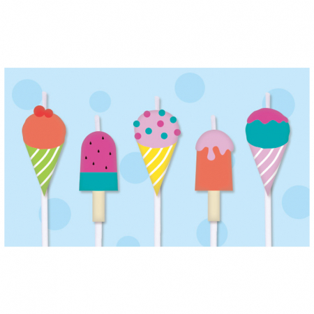 Набор свечей на шпажках (8,5см), Мороженки, 5 шт.