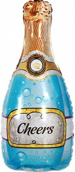Шар (35''/89см) Фигура, Бутылка Шампанское, Золотая корона, Голубой, 1 шт. Шар (35''/89см) Фигура, Бутылка Шампанское, Золотая корона, Голубой, 1 шт.