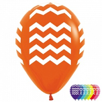 Шар (12''/30см) Белые зигзаги, ассорти, пастель, 5 ст, 50 шт.