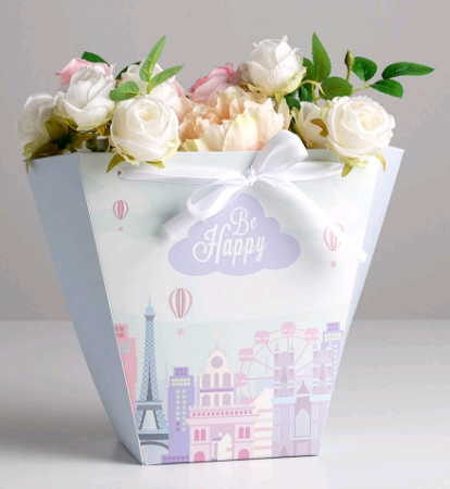 Пакет для цветов трапеция (10*23*23 см), Be happy, 1 шт.