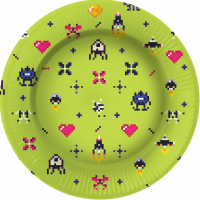 Тарелки бумажные (7''/18см) Космические пиксели, 6 шт.