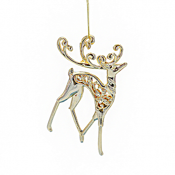 Елочное украшение (12,5см), Олень, Золото, 1 шт. (уценка, смотреть описание)