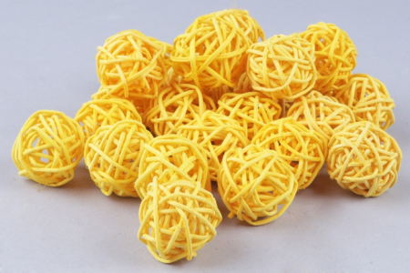 Шары из ротанга (3см), желтые, 1 шт.