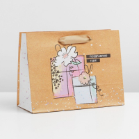 Пакет подарочный (23*18*8 см) Подарочек, Крафт, 1 шт.