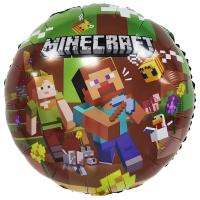 Шар (18"/45см) Круг, Пиксельные человечки дизайн №2, 1 шт.