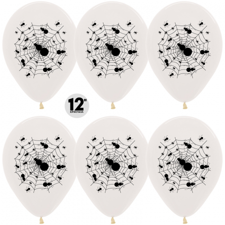 Шар (12''/30 см) Пауки и паутинка, Прозрачный (390), кристалл, 2 ст, 50 шт.