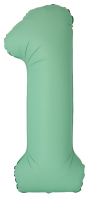 Шар (40''/102см) Цифра, 1 Slim, Мятный, Матовый, 1 шт. в уп.