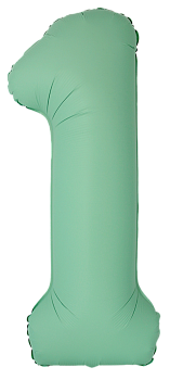 Шар (40''/102см) Цифра, 1 Slim, Мятный, Матовый, 1 шт. в уп.