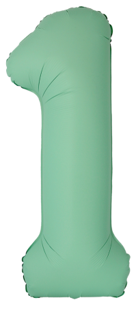 Шар (40''/102см) Цифра, 1 Slim, Мятный, Матовый, 1 шт. в уп.