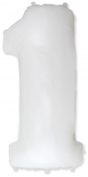 Шар (40''/102см) Цифра, "1", Белый, в упаковке, 1 шт.