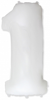 Шар (40''/102см) Цифра, "1", Белый, в упаковке, 1 шт.