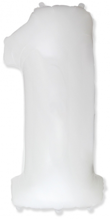 Шар (40''/102см) Цифра, "1", Белый, в упаковке, 1 шт.
