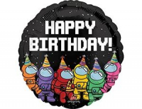 Шар (18''/46см) Круг, Космонавтики, С Днем Рождения!, 1 шт. в упак.
