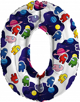 Шар (32"/81см) Цифра "0" Космонавтики в упаковке, 1 шт.