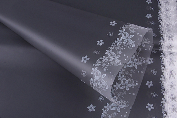 Пленка матовая (60х60см 50мкм) с цветочным орнаментом на кайме, серая, 1 шт.