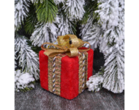 Ёлочная игрушка (6*8см), Подарок, Красный с тесьмой, 1 шт.