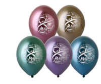 Шар (14"/36см) 8 Марта, Ассорти, хром, 25 шт.