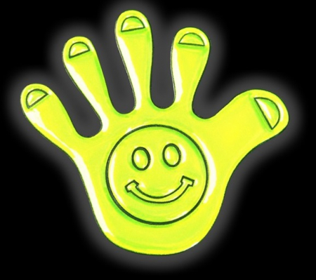 Светоотражающая наклейка ладошка 5*5см (4шт на листе цена за лист) жёлтый, 1шт.