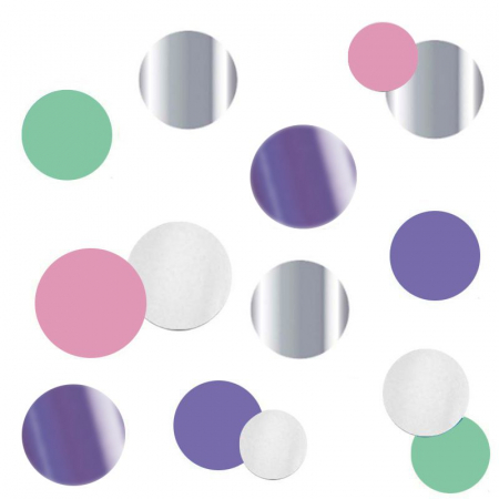 Конфетти (25мм), Круги микс макаронс (фольга и бумага), 30 гр.