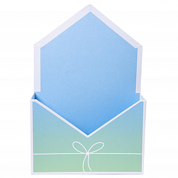 Коробка-конверт (20*7*30 см) Мятно-Синий, Омбре, 1 шт.