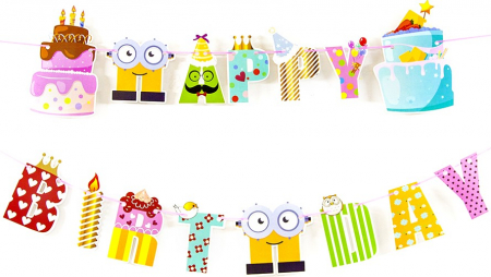 Гирлянда-буквы, Happy Birthday, Вечеринка, 165 см, 1 шт.