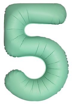 Шар (40''/102см) Цифра, 5 Slim, Мятный, Матовый, 1 шт. в уп.
