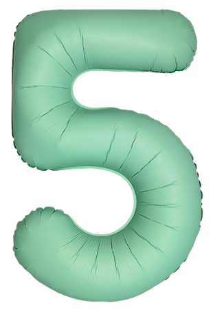 Шар (40''/102см) Цифра, 5 Slim, Мятный, Матовый, 1 шт. в уп.