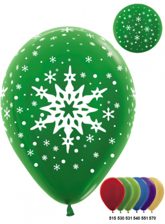 Шар (12''/30см) Большая снежинка, ассорти, металлик, 100 шт.