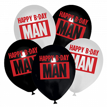 Шар (12"/30см) Happy B-day, Ассорти, пастель, 5 шт. 