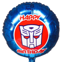 Шар (18"/45см) Круг, Happy Birthtday, Трансформеры, 1 шт.