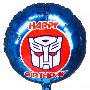 Шар (18"/45см) Круг, Happy Birthtday, Трансформеры, 1 шт.