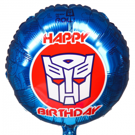 Шар (18"/45см) Круг, Happy Birthtday, Трансформеры, 1 шт.
