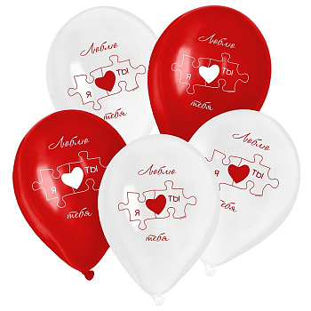 Шар (12"/30 см) Любовный пазл, Ассорти, Пастель, 25 шт.