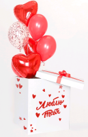 Наклейка (28*37 см), Люблю тебя (сердечки), Красный, 1 шт.