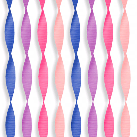 Набор креповых лент для декора (5см*2,3м), "Стримеры", Розовый ассорти, 6 шт.