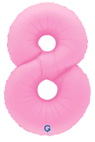 Шар (40''/102см) Цифра, "8", Розовая Сакура, Матовый, 1 шт. в уп.