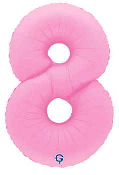 Шар (40''/102см) Цифра, "8", Розовая Сакура, Матовый, 1 шт. в уп.